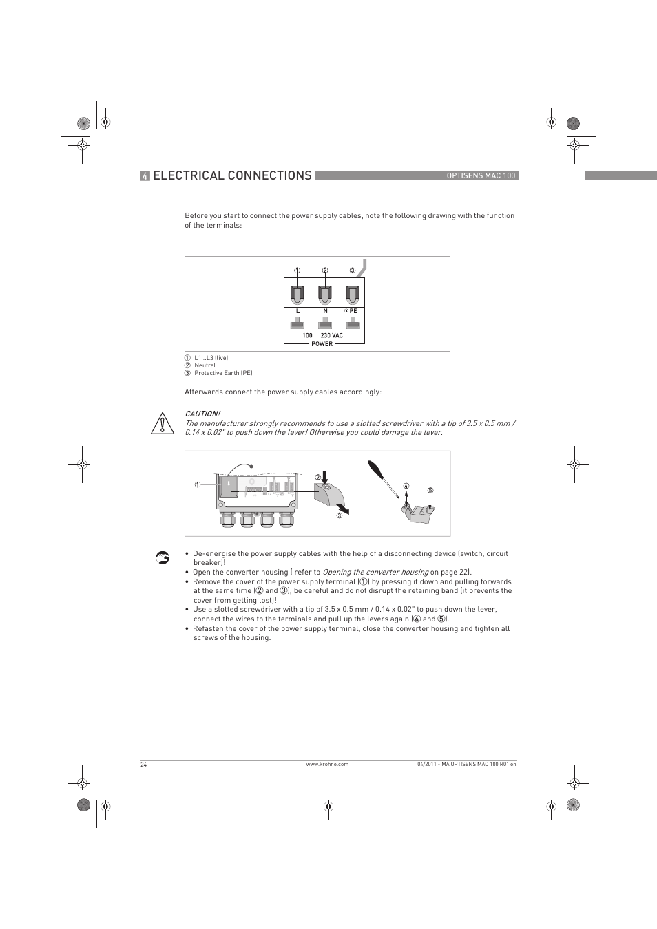 Electrical connections | KROHNE MAC 100 EN User Manual | Page 24 / 84