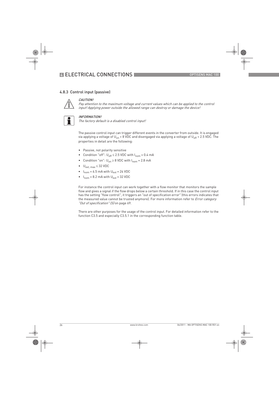 Electrical connections | KROHNE MAC 100 EN User Manual | Page 26 / 84