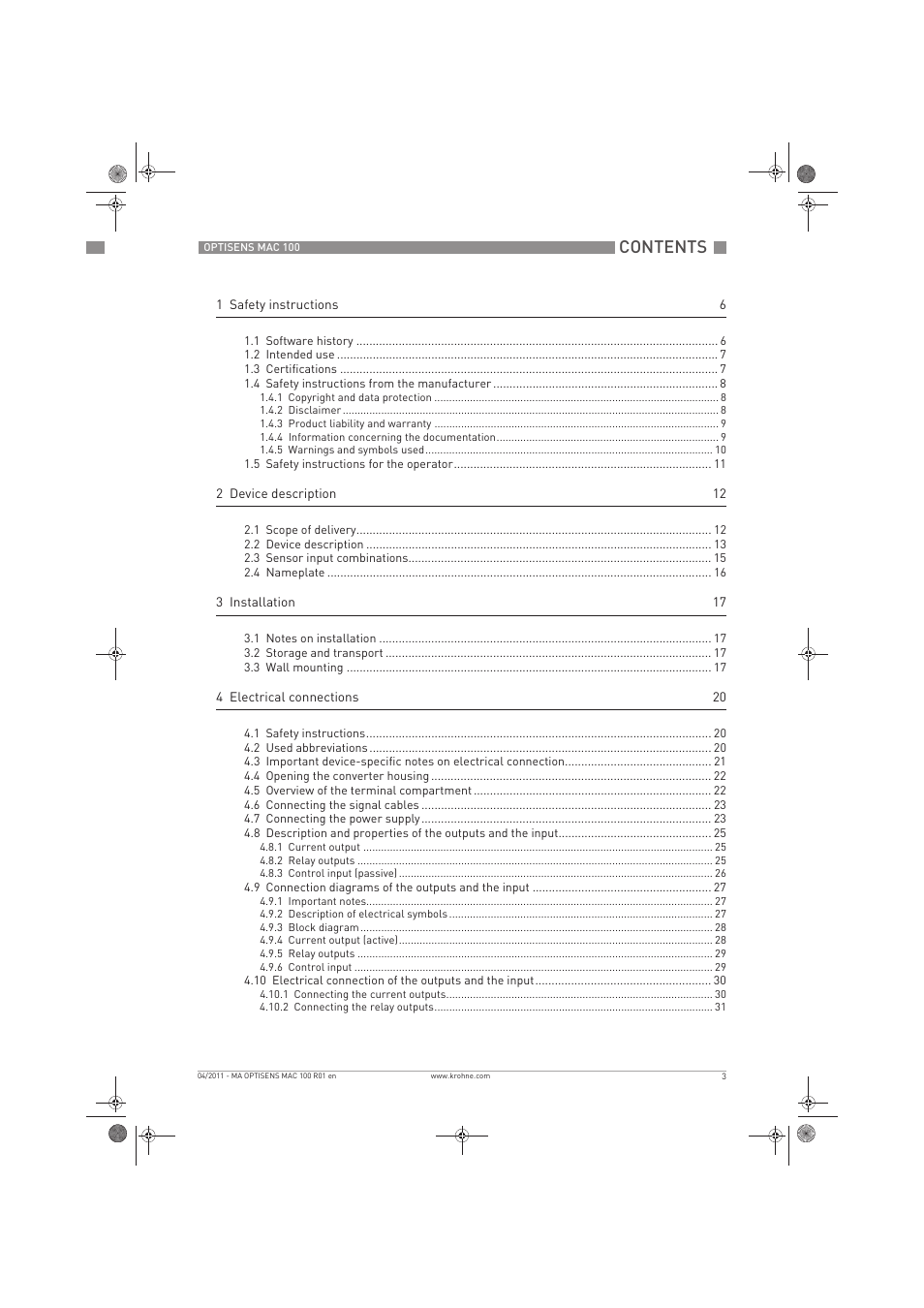KROHNE MAC 100 EN User Manual | Page 3 / 84
