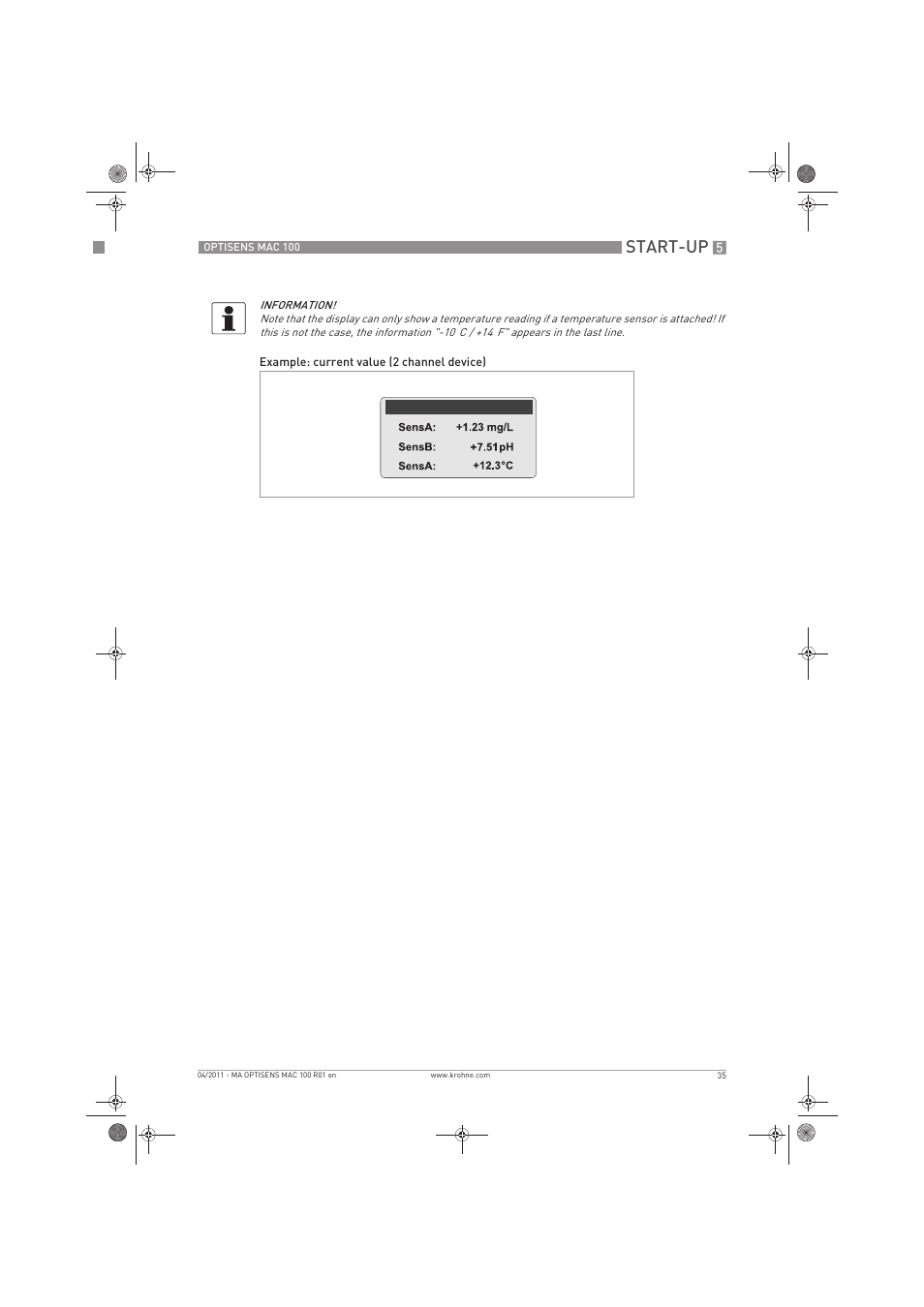 Start-up | KROHNE MAC 100 EN User Manual | Page 35 / 84