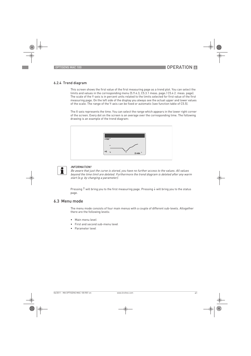 Operation, 3 menu mode | KROHNE MAC 100 EN User Manual | Page 41 / 84