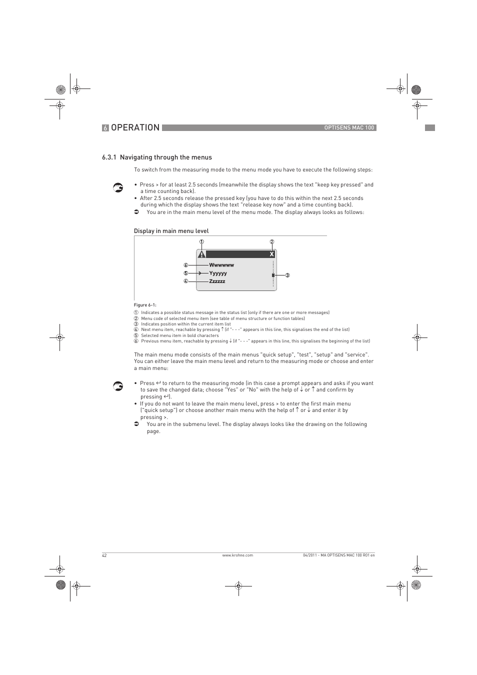 Operation | KROHNE MAC 100 EN User Manual | Page 42 / 84