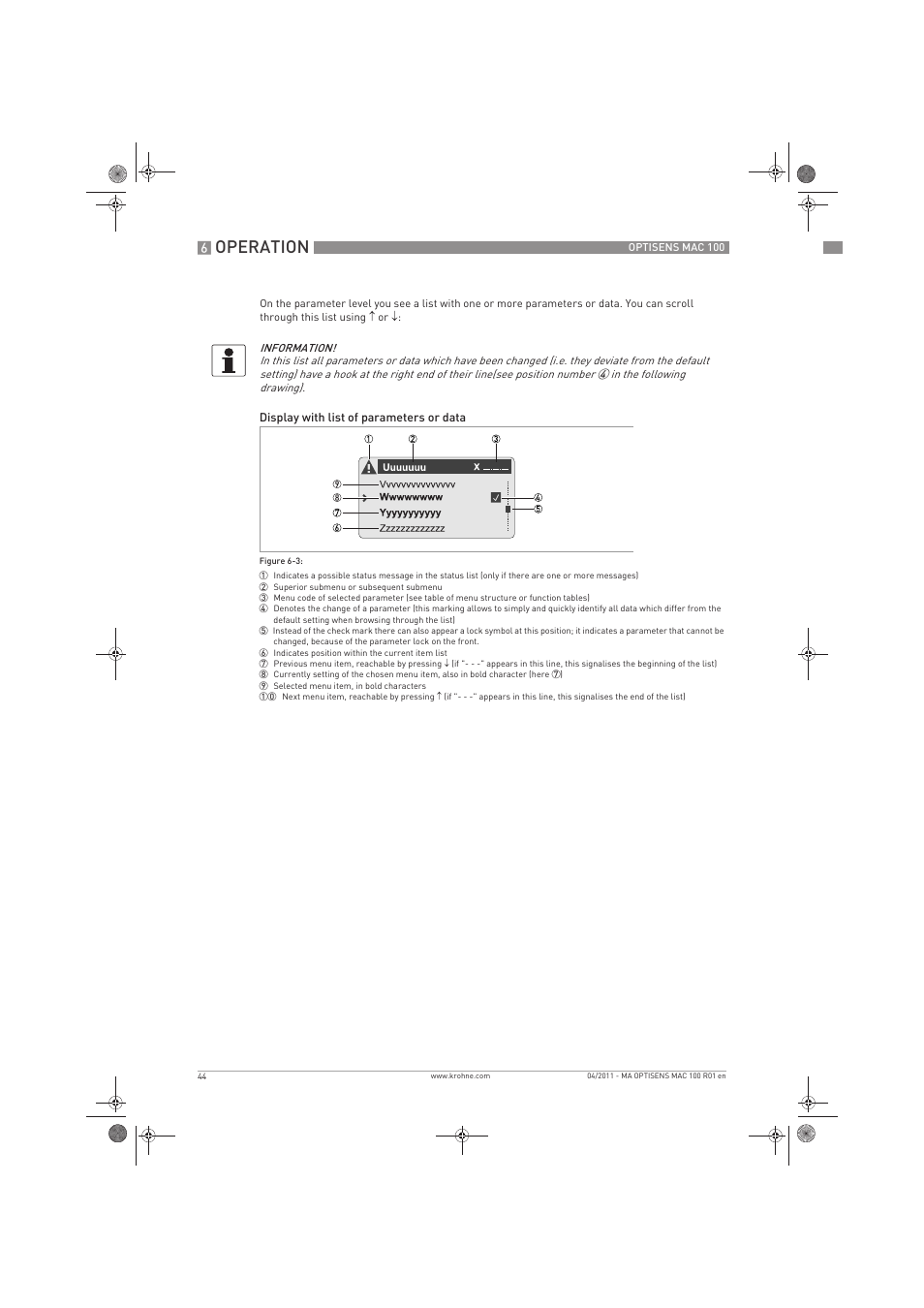 Operation | KROHNE MAC 100 EN User Manual | Page 44 / 84