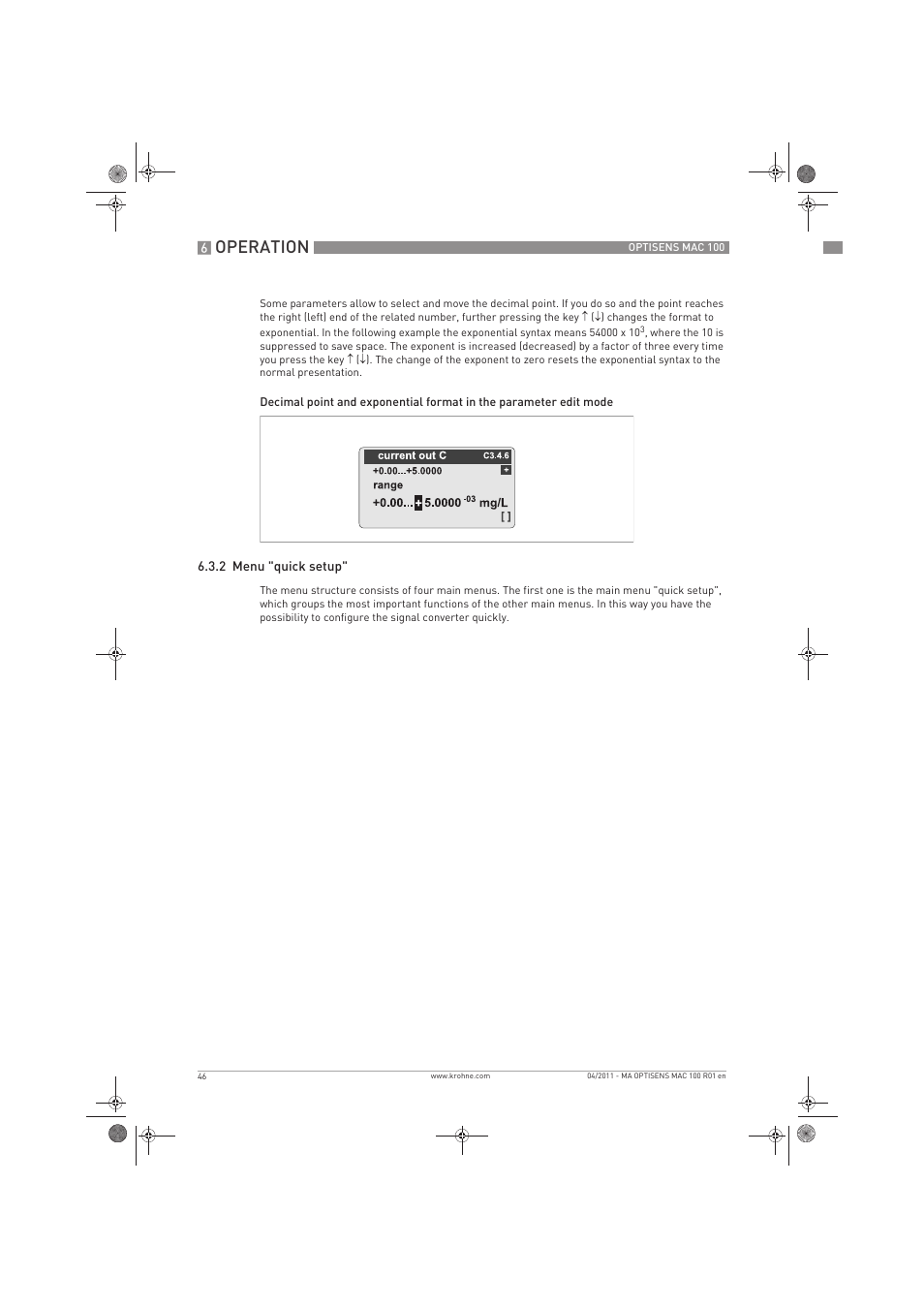 Operation | KROHNE MAC 100 EN User Manual | Page 46 / 84