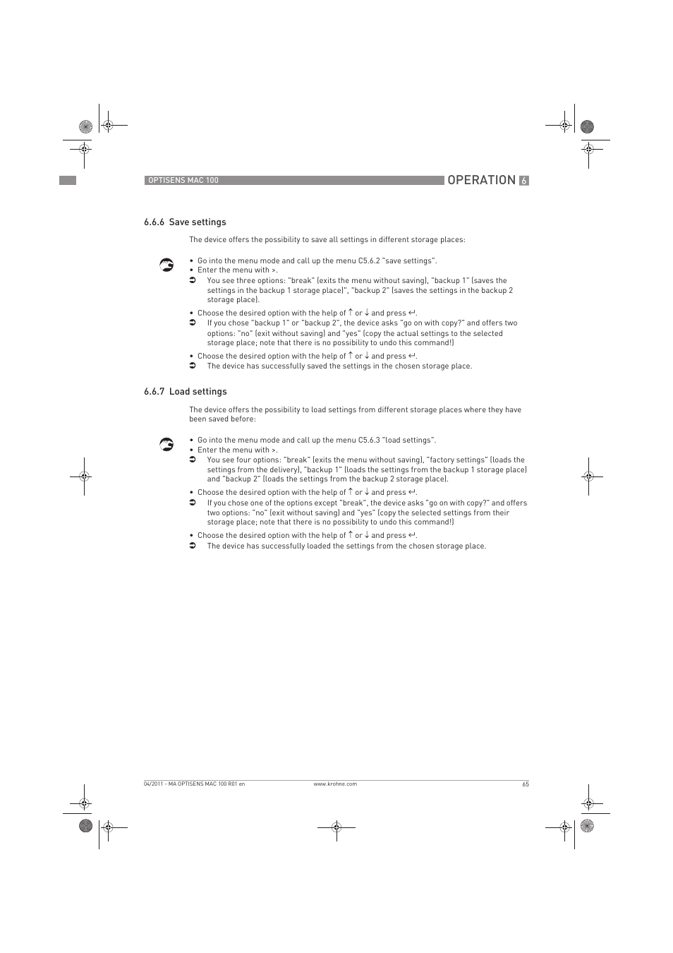 Operation | KROHNE MAC 100 EN User Manual | Page 65 / 84