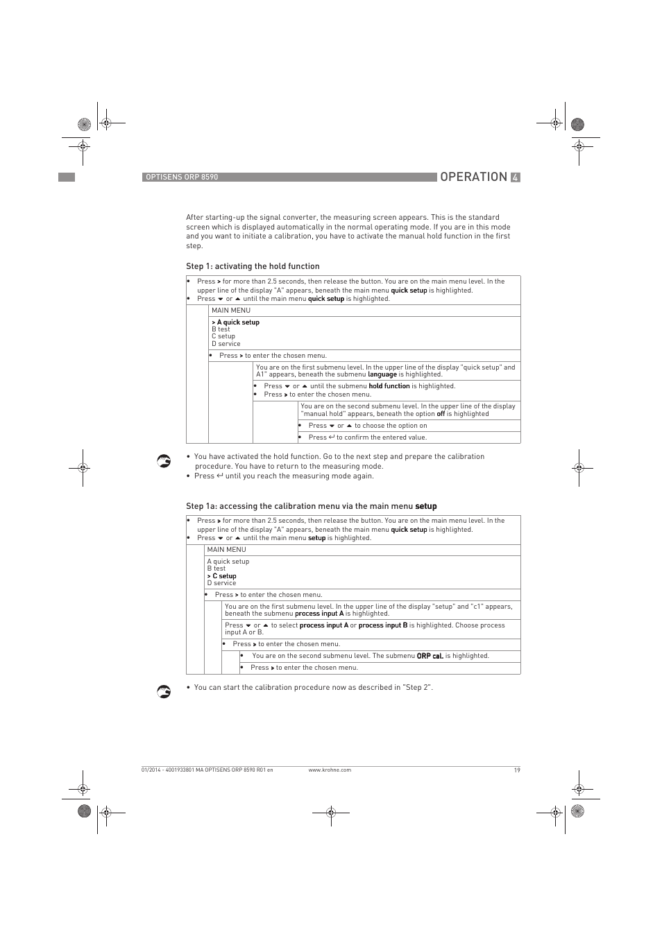 Operation | KROHNE OPTISENS ORP 8590 EN User Manual | Page 19 / 32