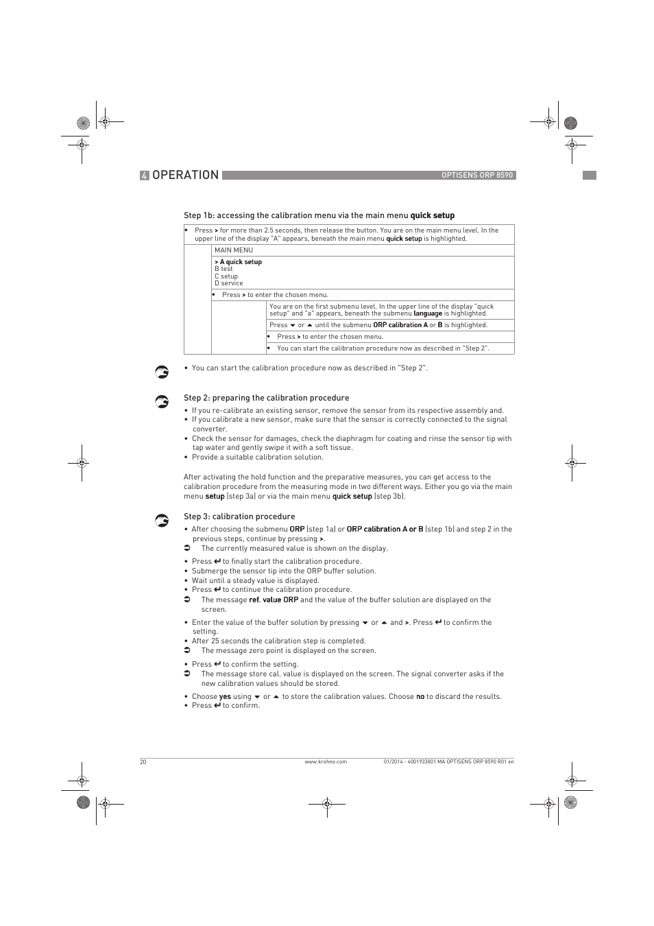 Operation | KROHNE OPTISENS ORP 8590 EN User Manual | Page 20 / 32