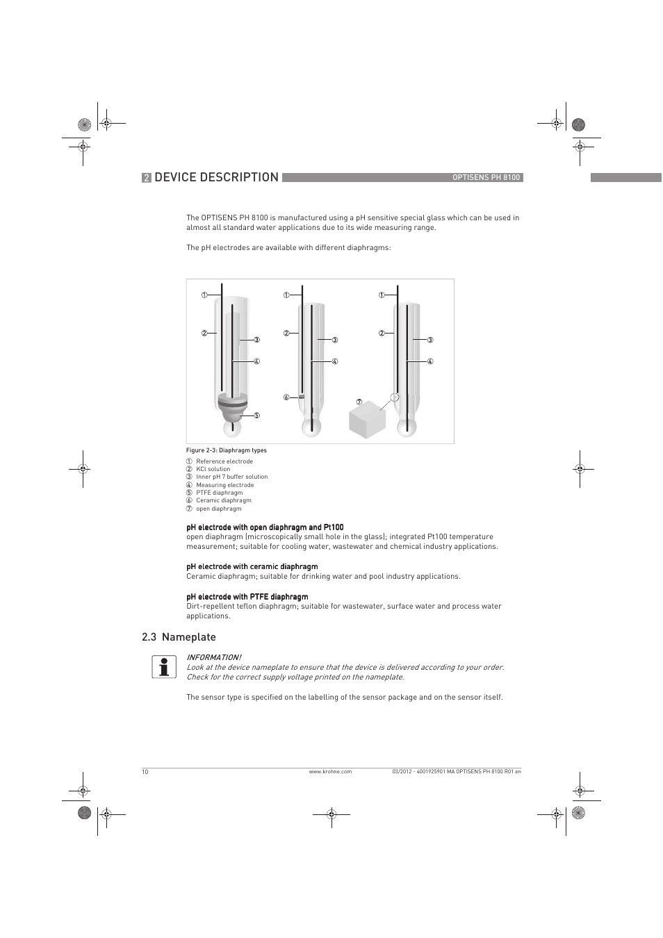 Device description, 3 nameplate | KROHNE OPTISENS PH 8100 EN User Manual | Page 10 / 52