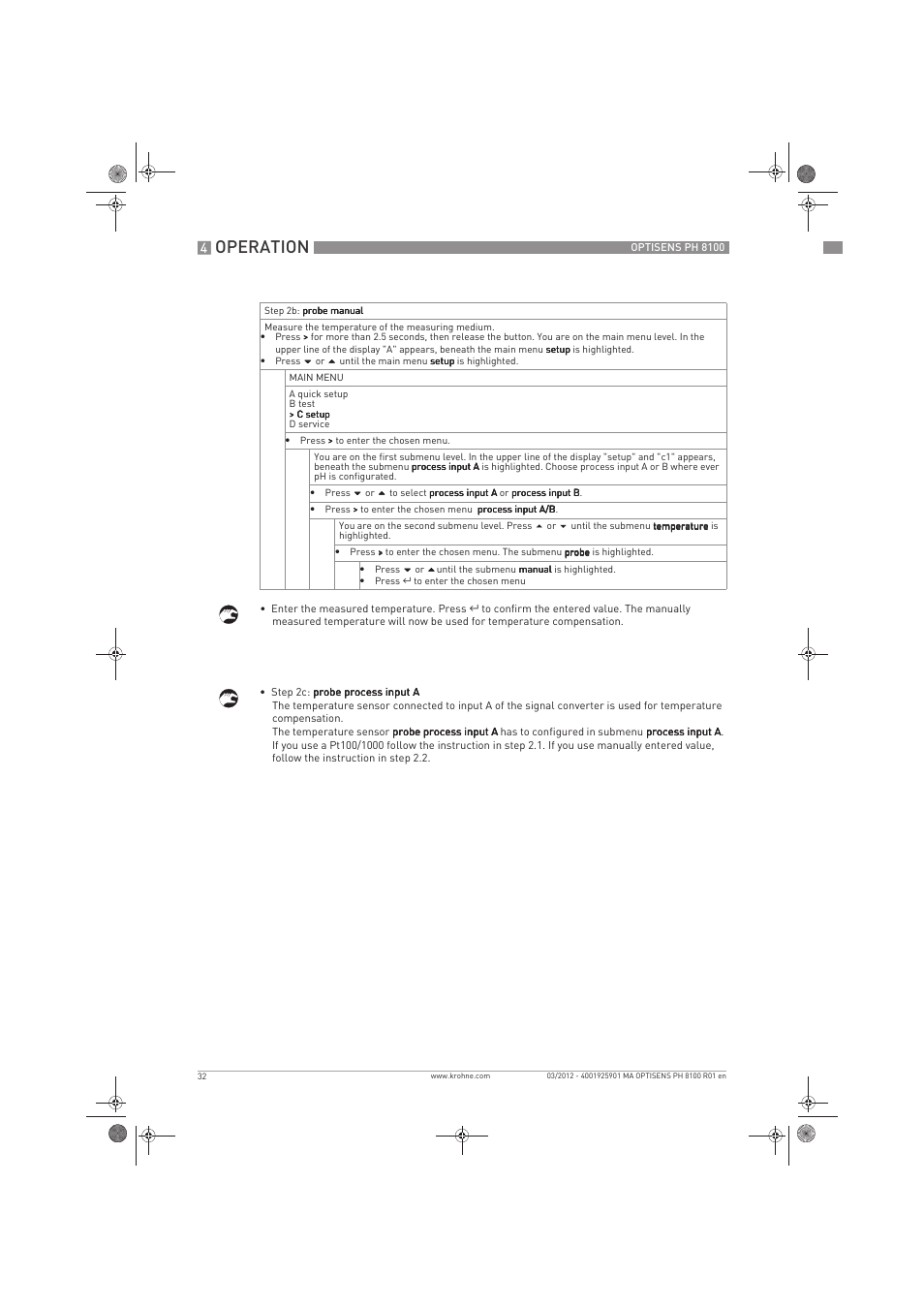 Operation | KROHNE OPTISENS PH 8100 EN User Manual | Page 32 / 52