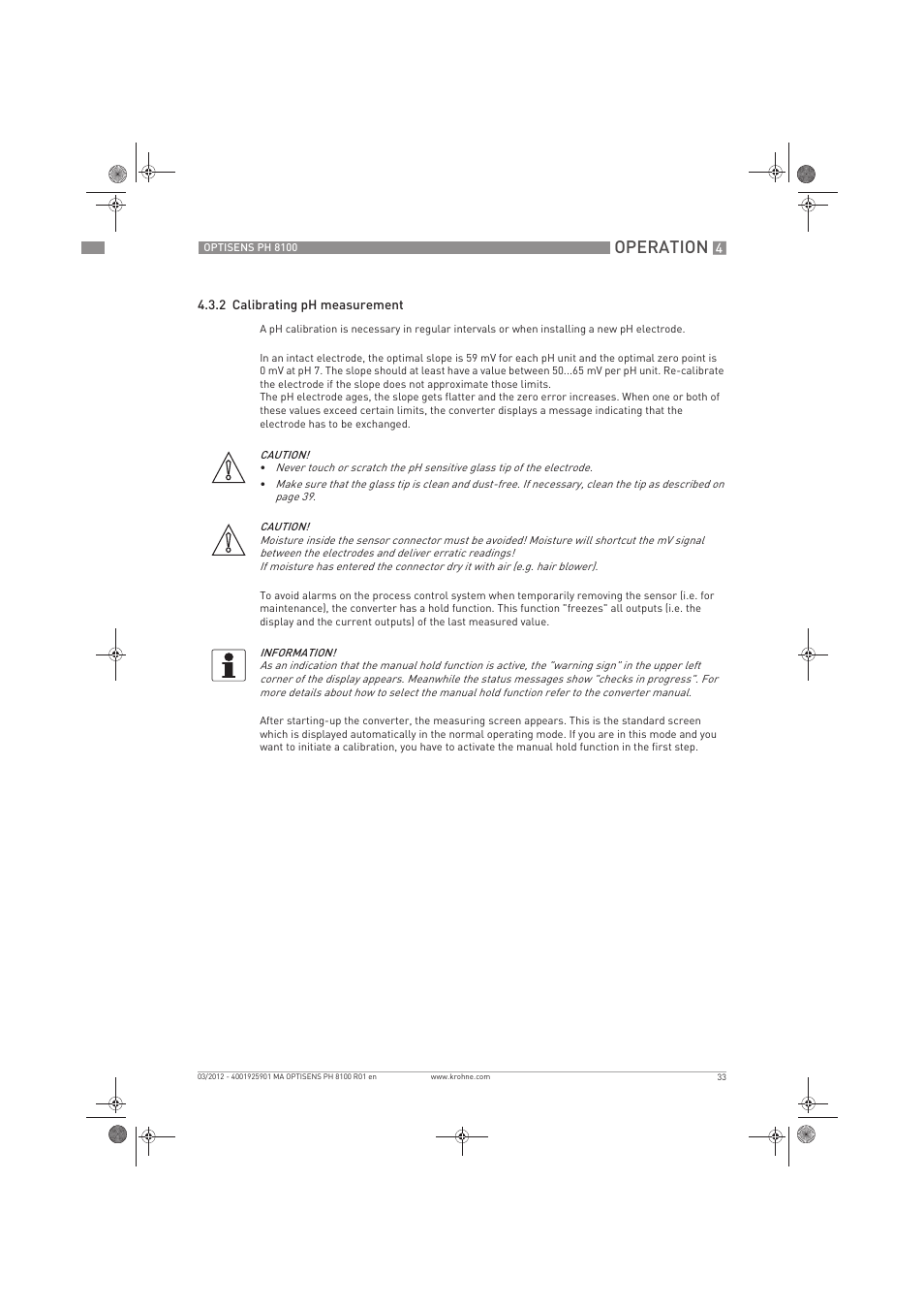 Operation | KROHNE OPTISENS PH 8100 EN User Manual | Page 33 / 52