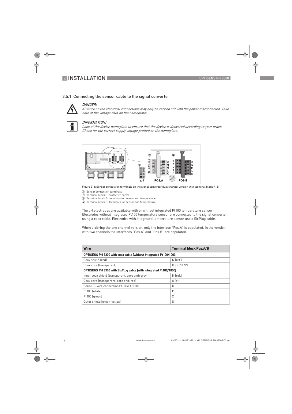 Installation | KROHNE OPTISENS PH 8300 EN User Manual | Page 14 / 52