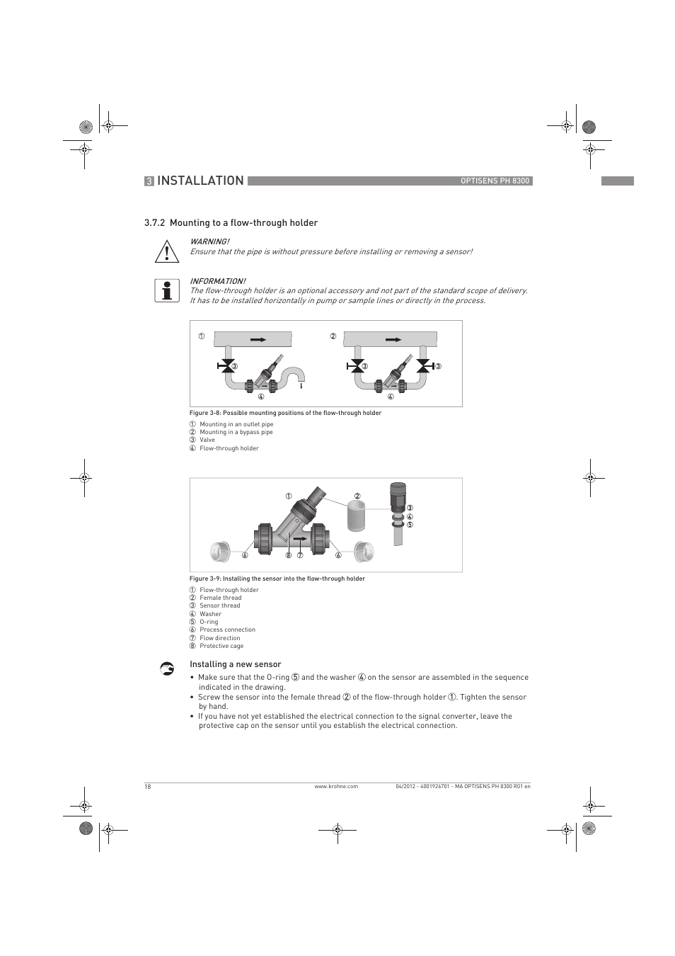 Installation | KROHNE OPTISENS PH 8300 EN User Manual | Page 18 / 52