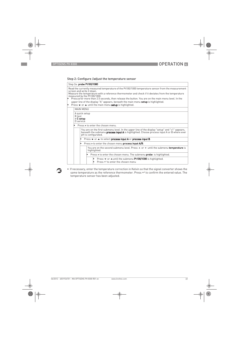 Operation | KROHNE OPTISENS PH 8300 EN User Manual | Page 31 / 52