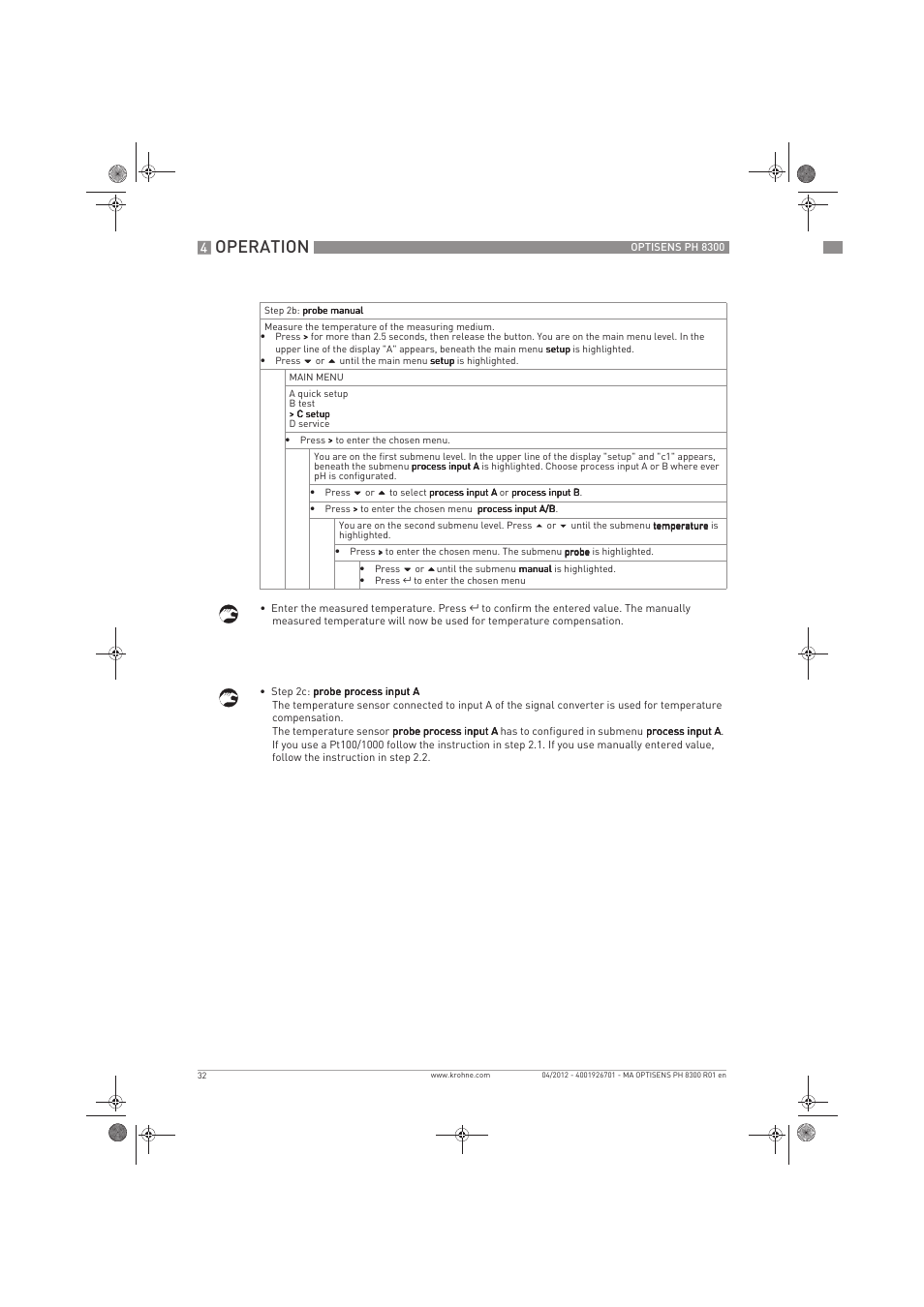 Operation | KROHNE OPTISENS PH 8300 EN User Manual | Page 32 / 52