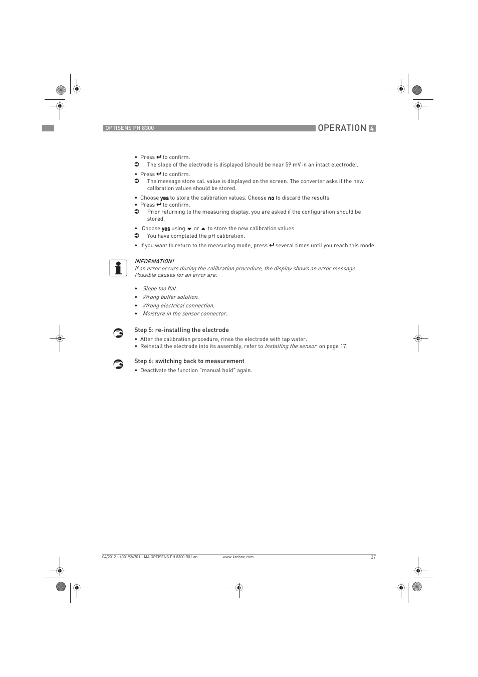 Operation | KROHNE OPTISENS PH 8300 EN User Manual | Page 37 / 52