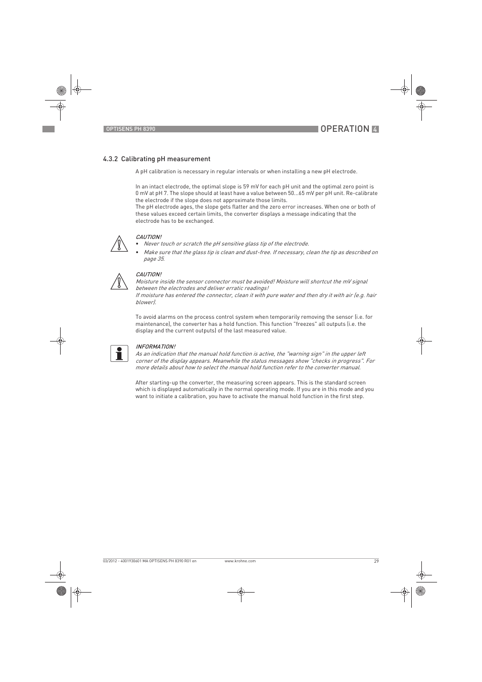 Operation | KROHNE OPTISENS PH 8390 EN User Manual | Page 29 / 48