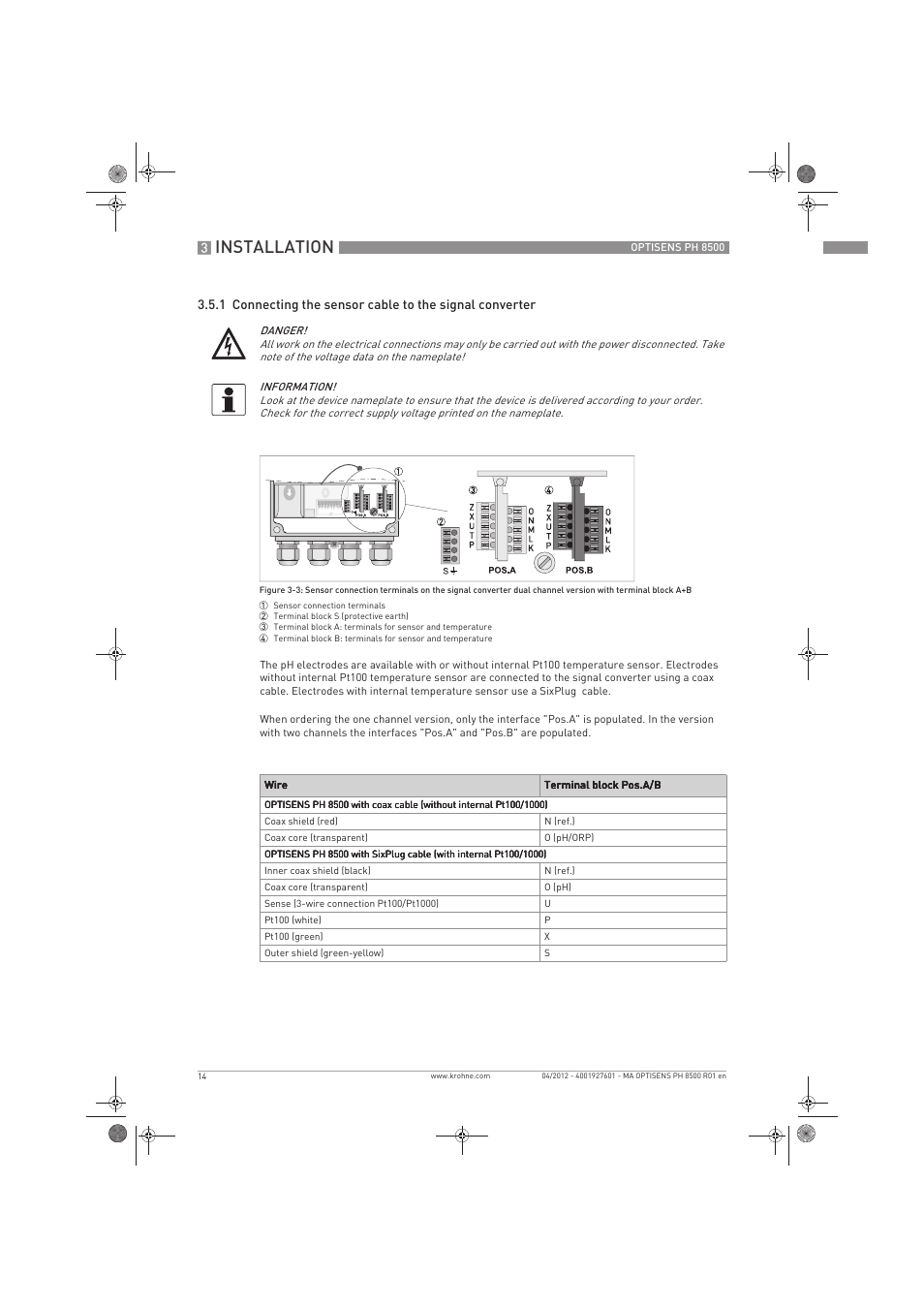 Installation | KROHNE OPTISENS PH 8500 EN User Manual | Page 14 / 52