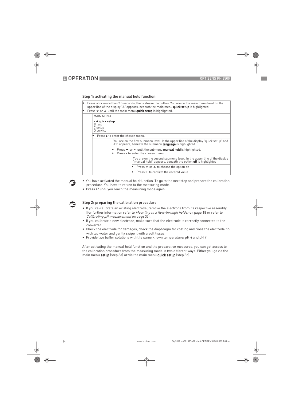 Operation | KROHNE OPTISENS PH 8500 EN User Manual | Page 34 / 52