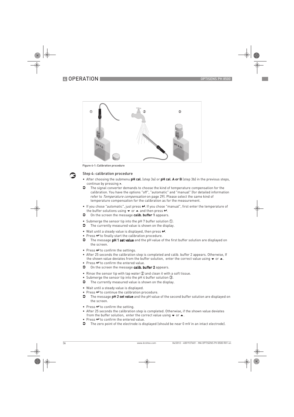 Operation | KROHNE OPTISENS PH 8500 EN User Manual | Page 36 / 52