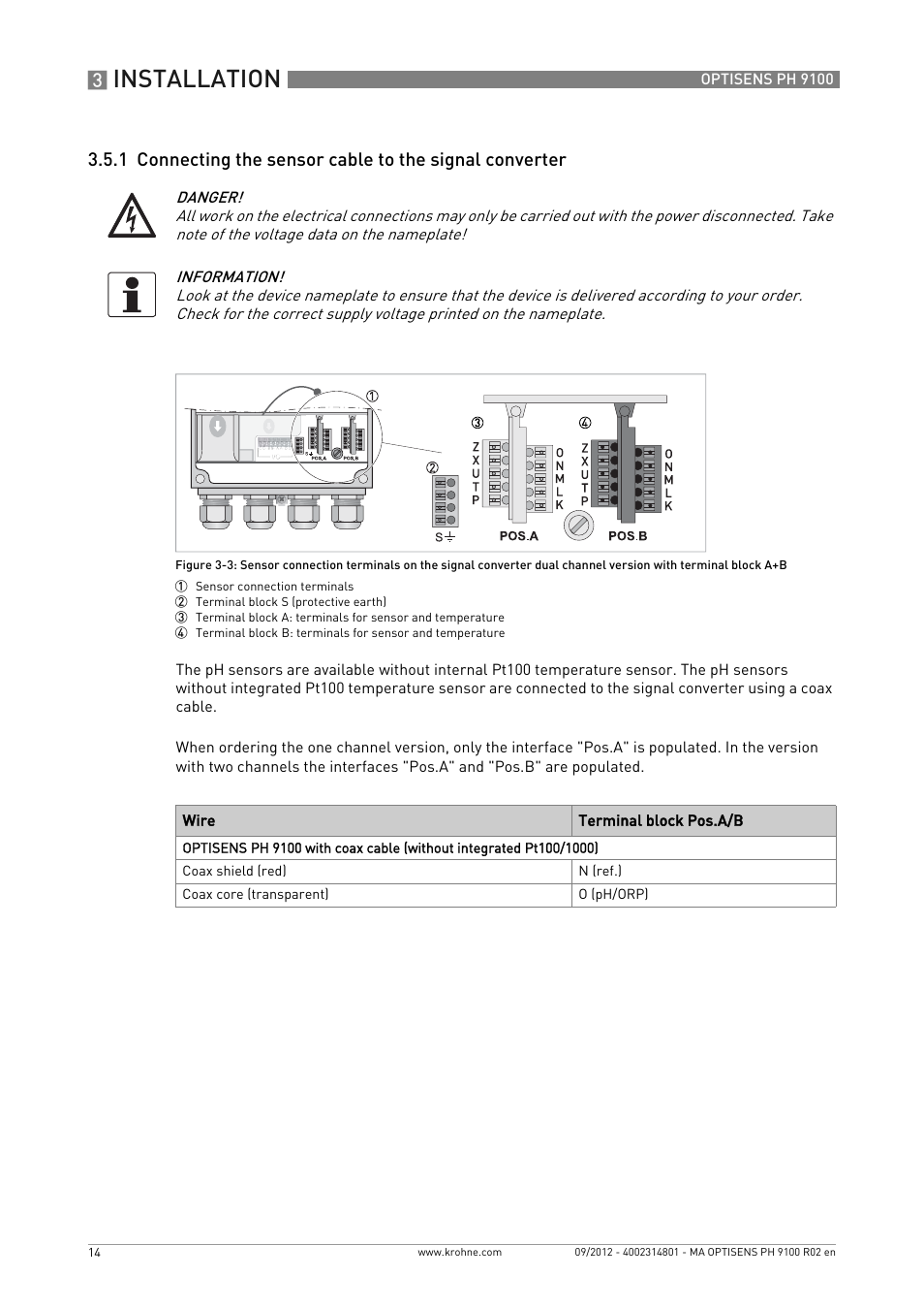 Installation | KROHNE OPTISENS PH 9100 EN User Manual | Page 14 / 48