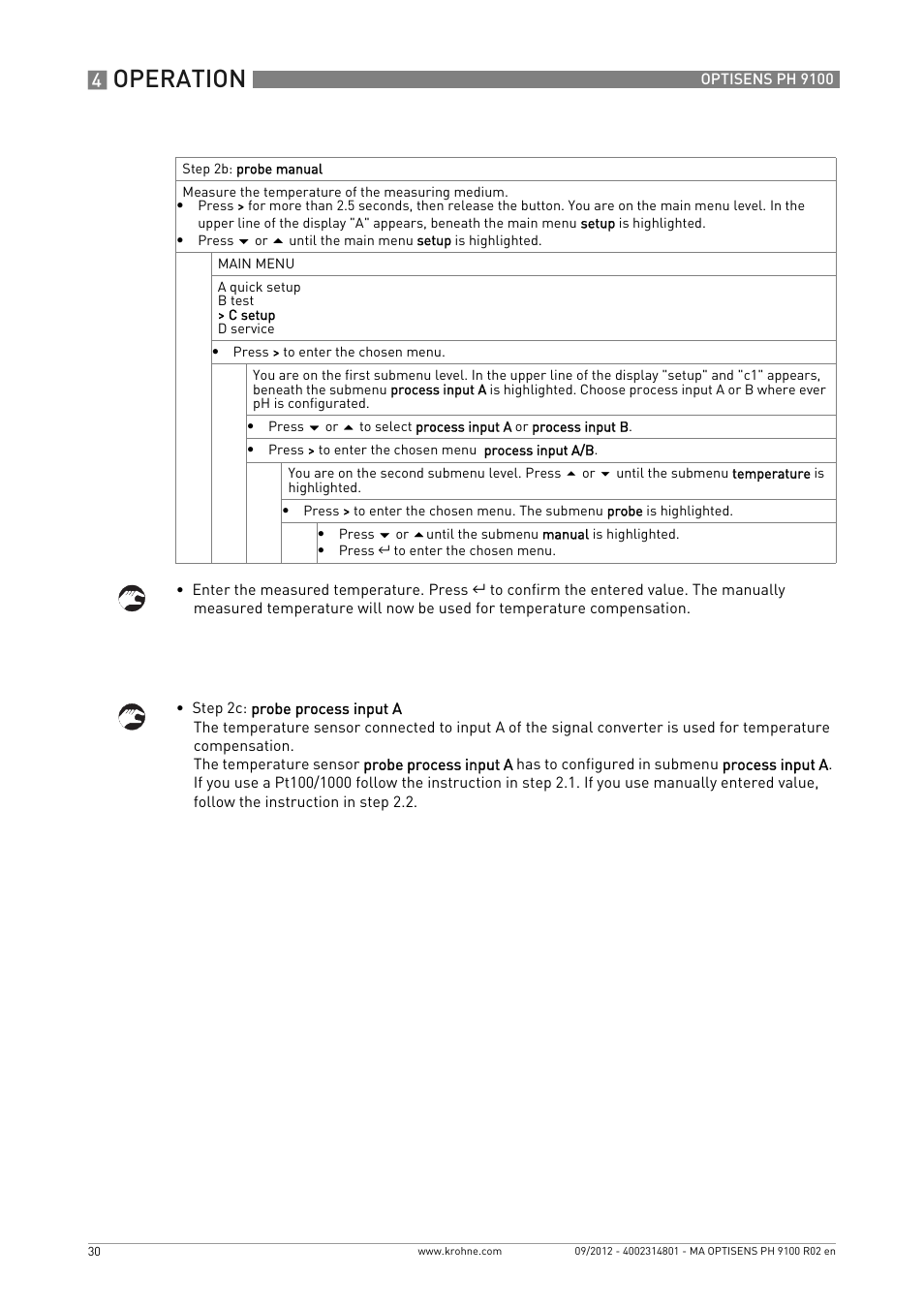 Operation | KROHNE OPTISENS PH 9100 EN User Manual | Page 30 / 48