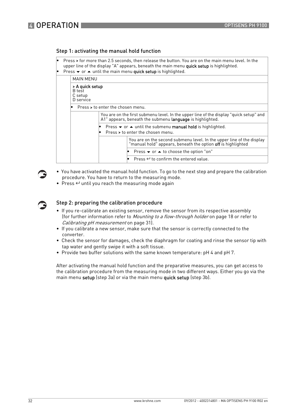 Operation | KROHNE OPTISENS PH 9100 EN User Manual | Page 32 / 48