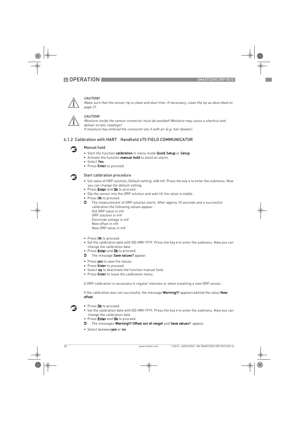 Operation | KROHNE SMARTSENS ORP 8510 EN User Manual | Page 18 / 40
