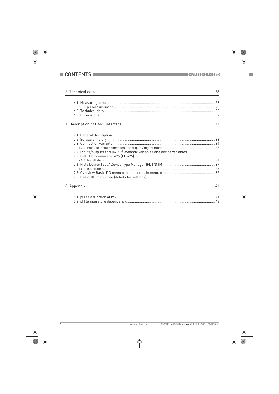 KROHNE SMARTSENS PH 8150 EN User Manual | Page 4 / 44