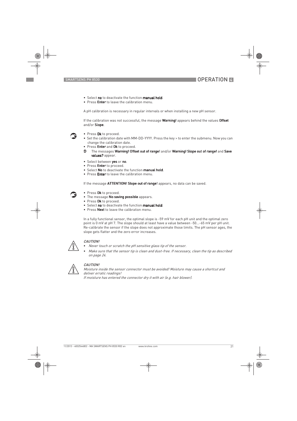 Operation | KROHNE SMARTSENS PH 8530 EN User Manual | Page 21 / 44