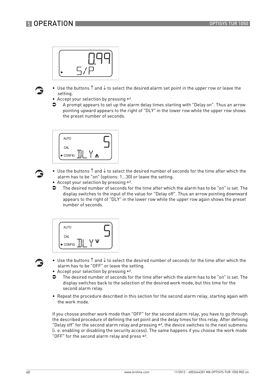 Operation | KROHNE OPTISYS TUR 1050 EN User Manual | Page 40 / 60