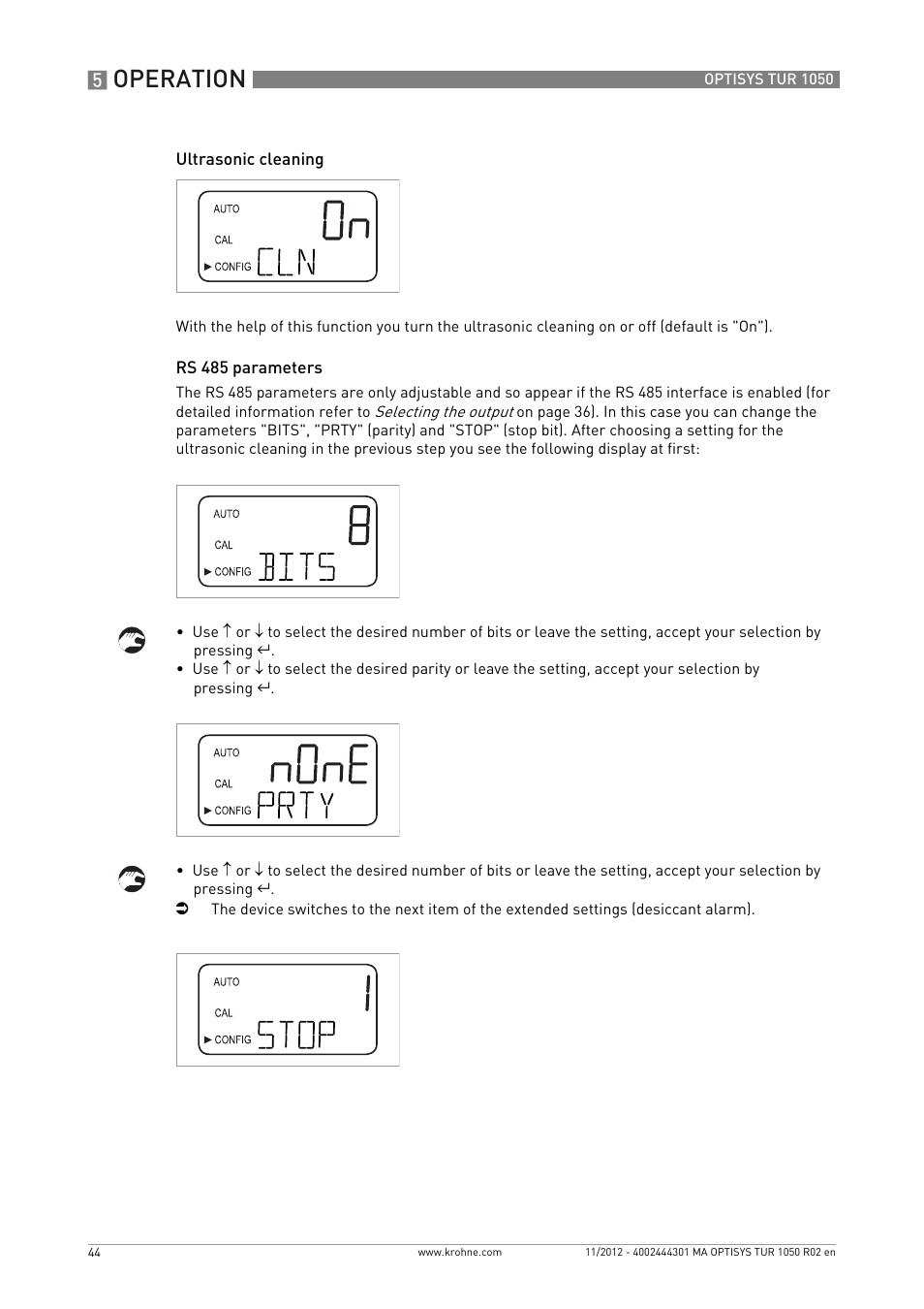 Operation | KROHNE OPTISYS TUR 1050 EN User Manual | Page 44 / 60
