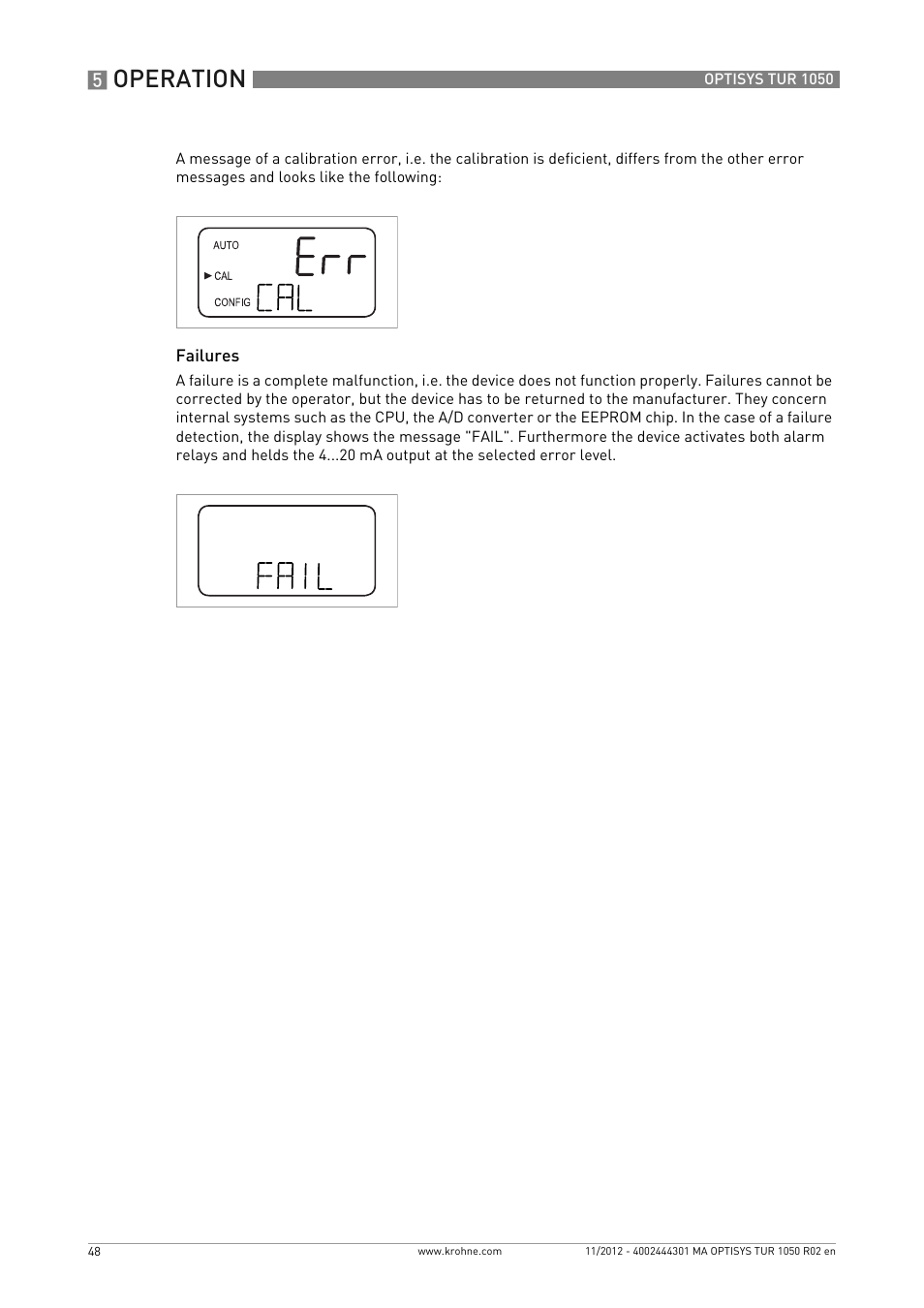 Operation | KROHNE OPTISYS TUR 1050 EN User Manual | Page 48 / 60