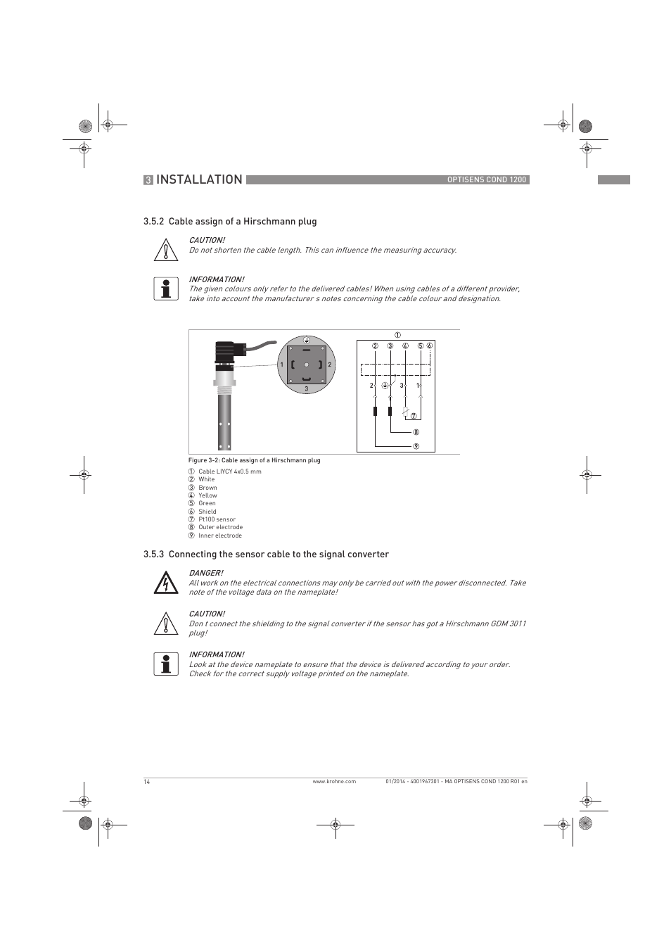 Installation | KROHNE OPTISENS COND 1200 EN User Manual | Page 14 / 44