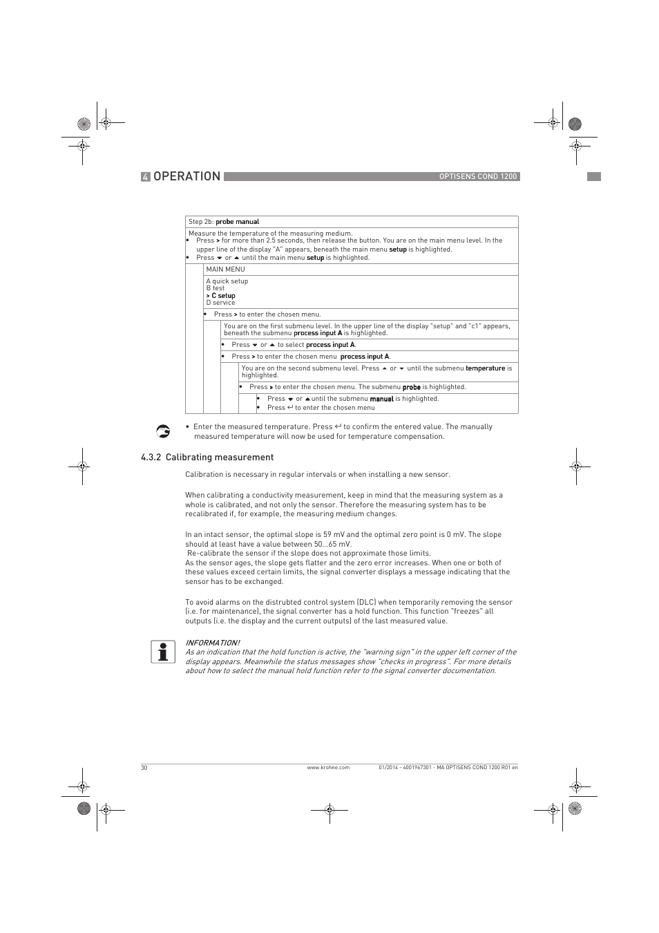 Operation | KROHNE OPTISENS COND 1200 EN User Manual | Page 30 / 44