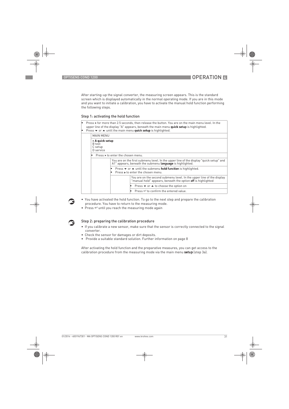 Operation | KROHNE OPTISENS COND 1200 EN User Manual | Page 31 / 44