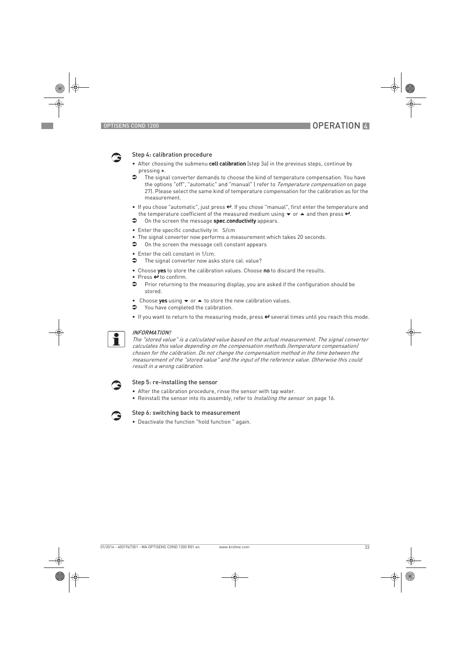 Operation | KROHNE OPTISENS COND 1200 EN User Manual | Page 33 / 44