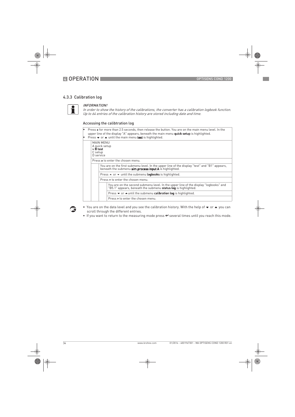 Operation | KROHNE OPTISENS COND 1200 EN User Manual | Page 34 / 44