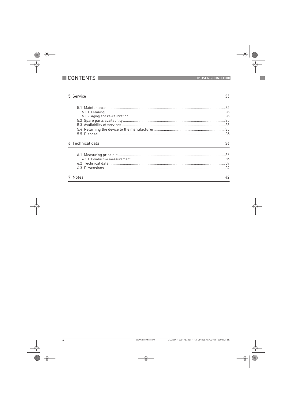 KROHNE OPTISENS COND 1200 EN User Manual | Page 4 / 44