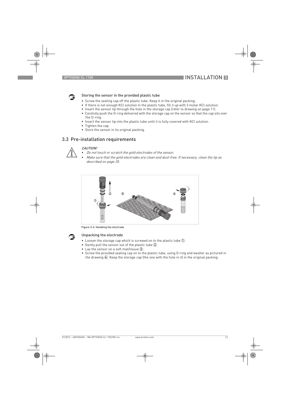 Installation, 3 pre-installation requirements | KROHNE OPTISENS CL 1100 EN User Manual | Page 11 / 48