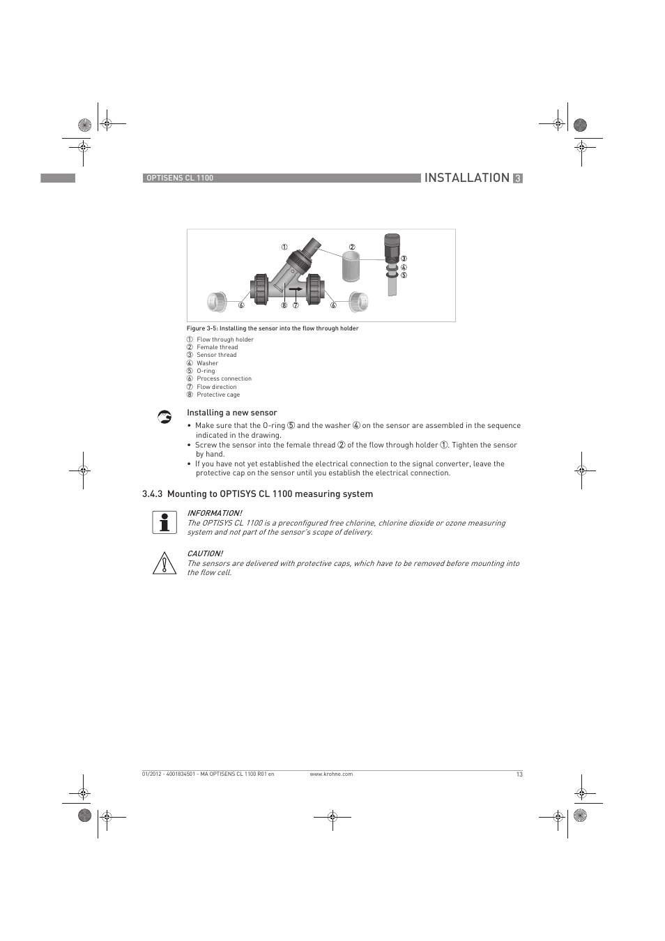 Installation | KROHNE OPTISENS CL 1100 EN User Manual | Page 13 / 48