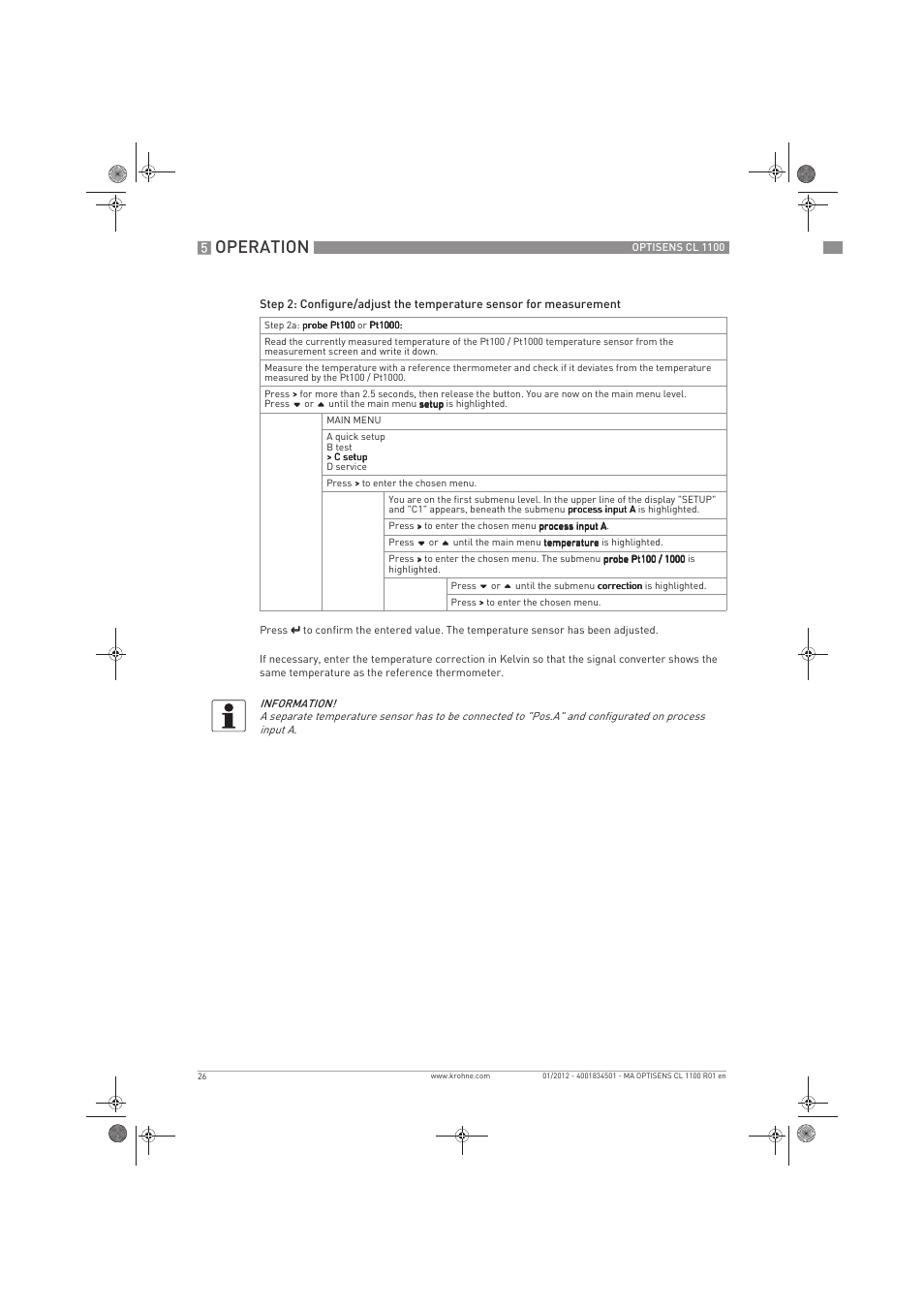 Operation | KROHNE OPTISENS CL 1100 EN User Manual | Page 26 / 48