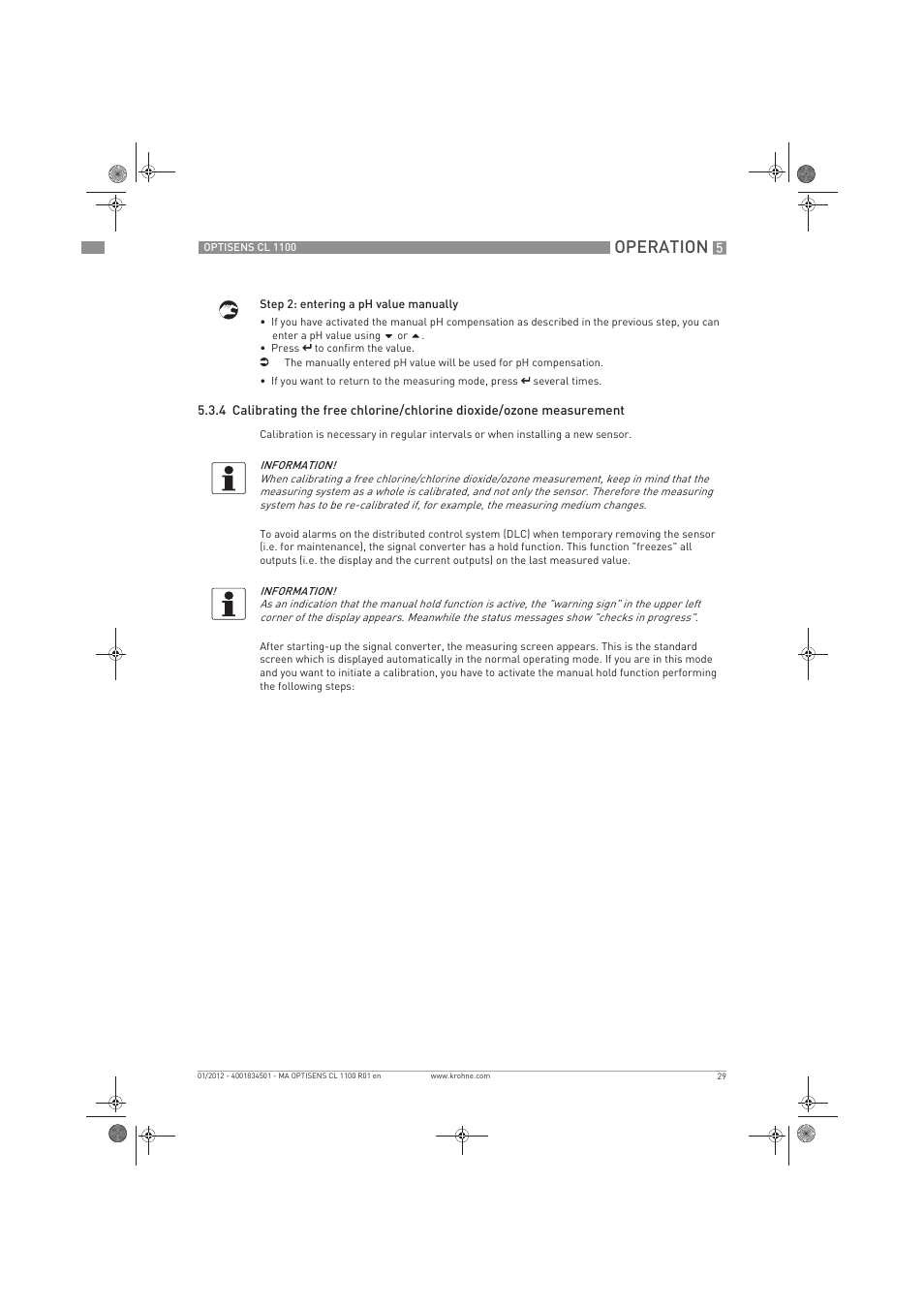 Operation | KROHNE OPTISENS CL 1100 EN User Manual | Page 29 / 48