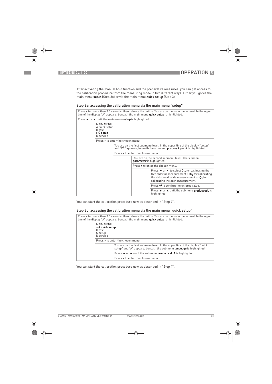 Operation | KROHNE OPTISENS CL 1100 EN User Manual | Page 31 / 48