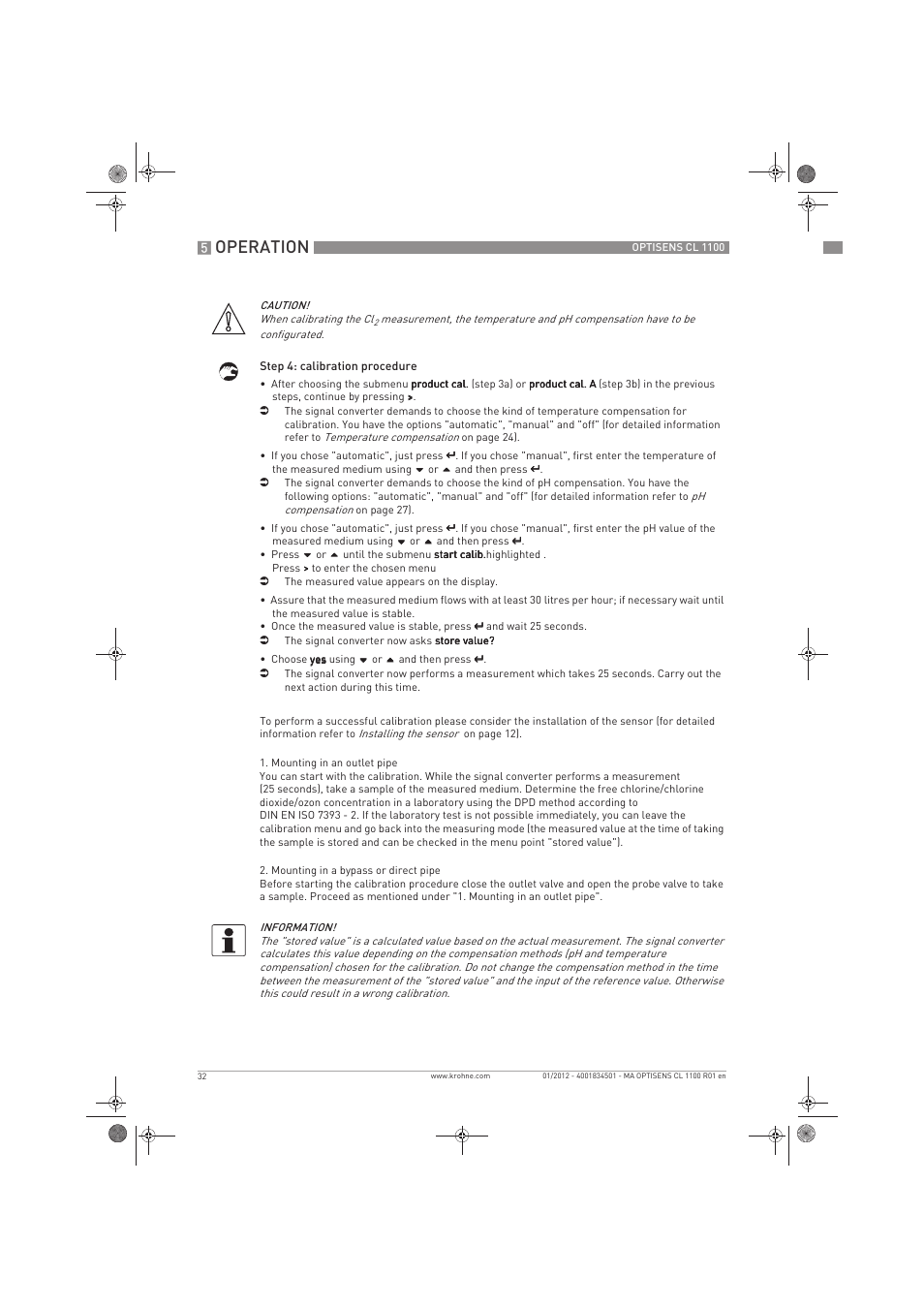 Operation | KROHNE OPTISENS CL 1100 EN User Manual | Page 32 / 48