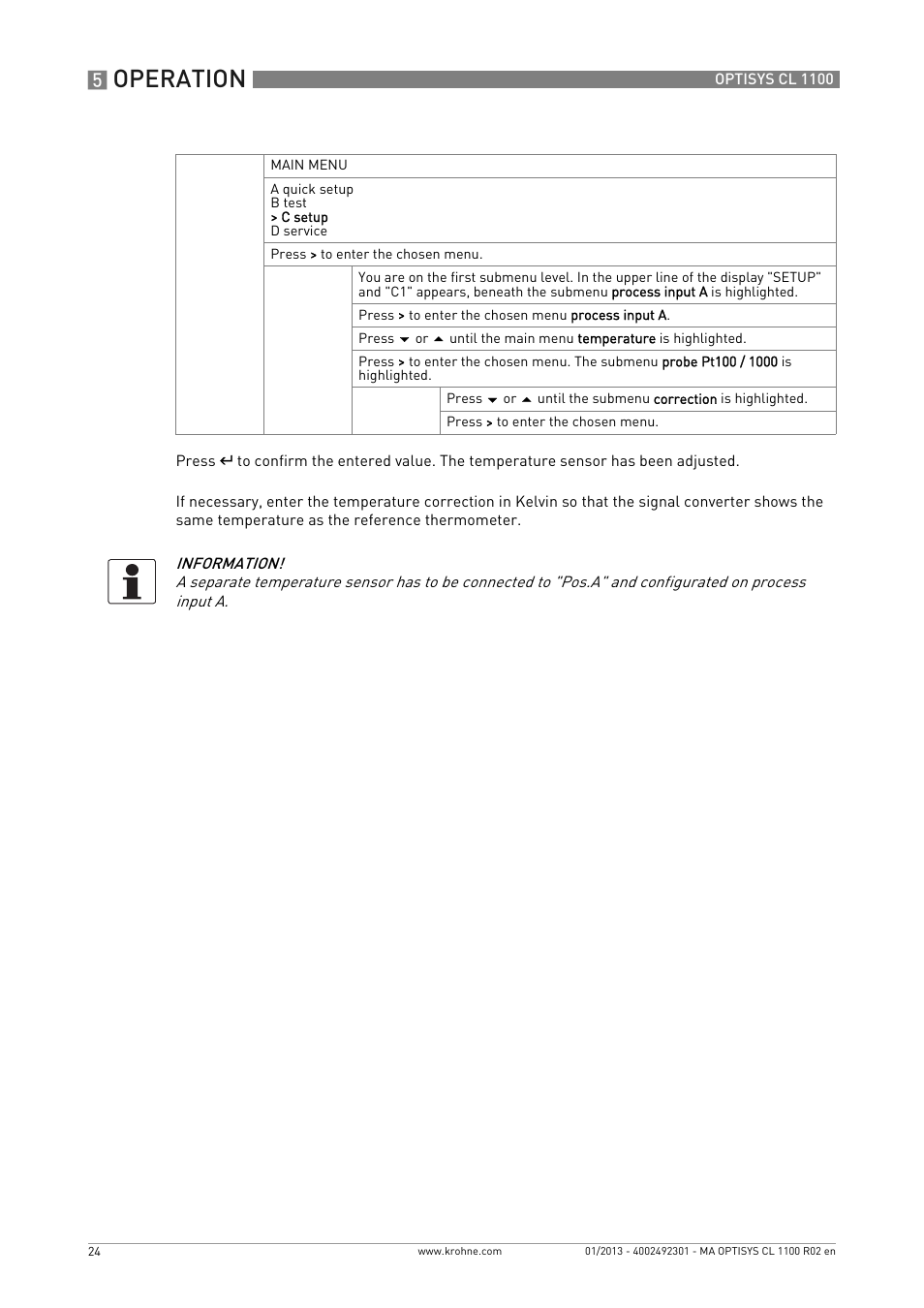 Operation | KROHNE OPTISYS CL 1100 EN User Manual | Page 24 / 44