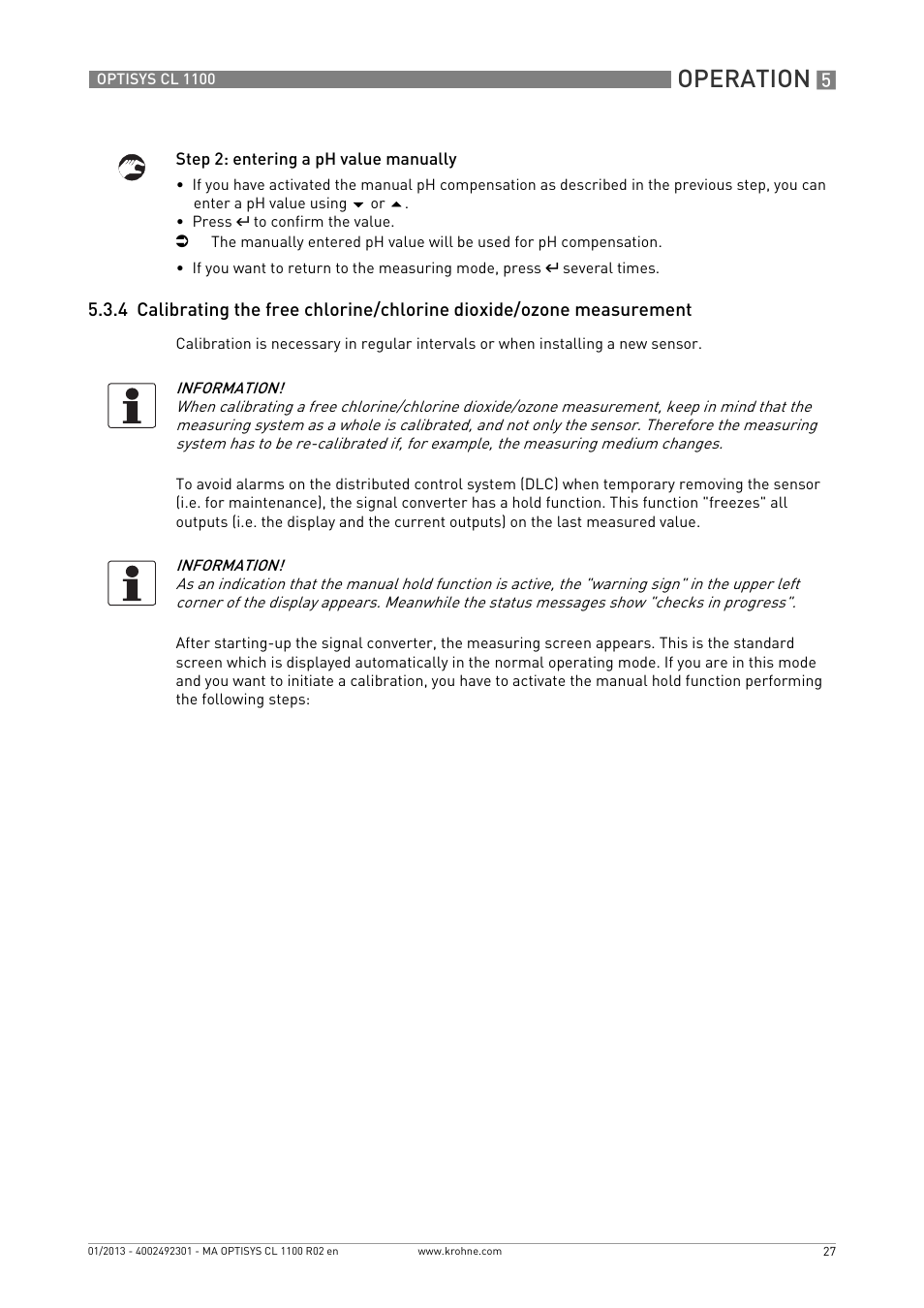 Operation | KROHNE OPTISYS CL 1100 EN User Manual | Page 27 / 44