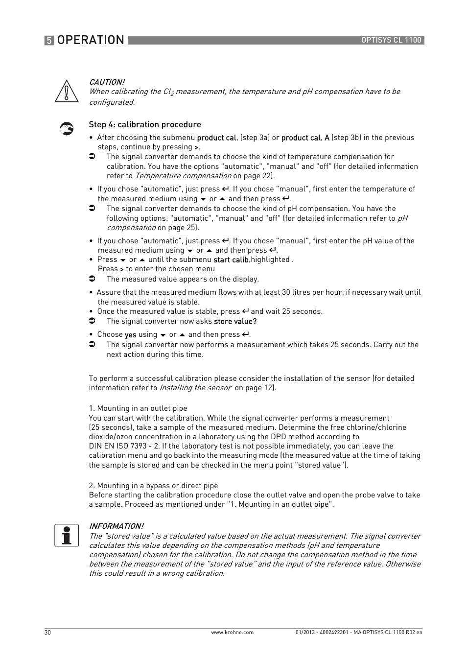 Operation | KROHNE OPTISYS CL 1100 EN User Manual | Page 30 / 44