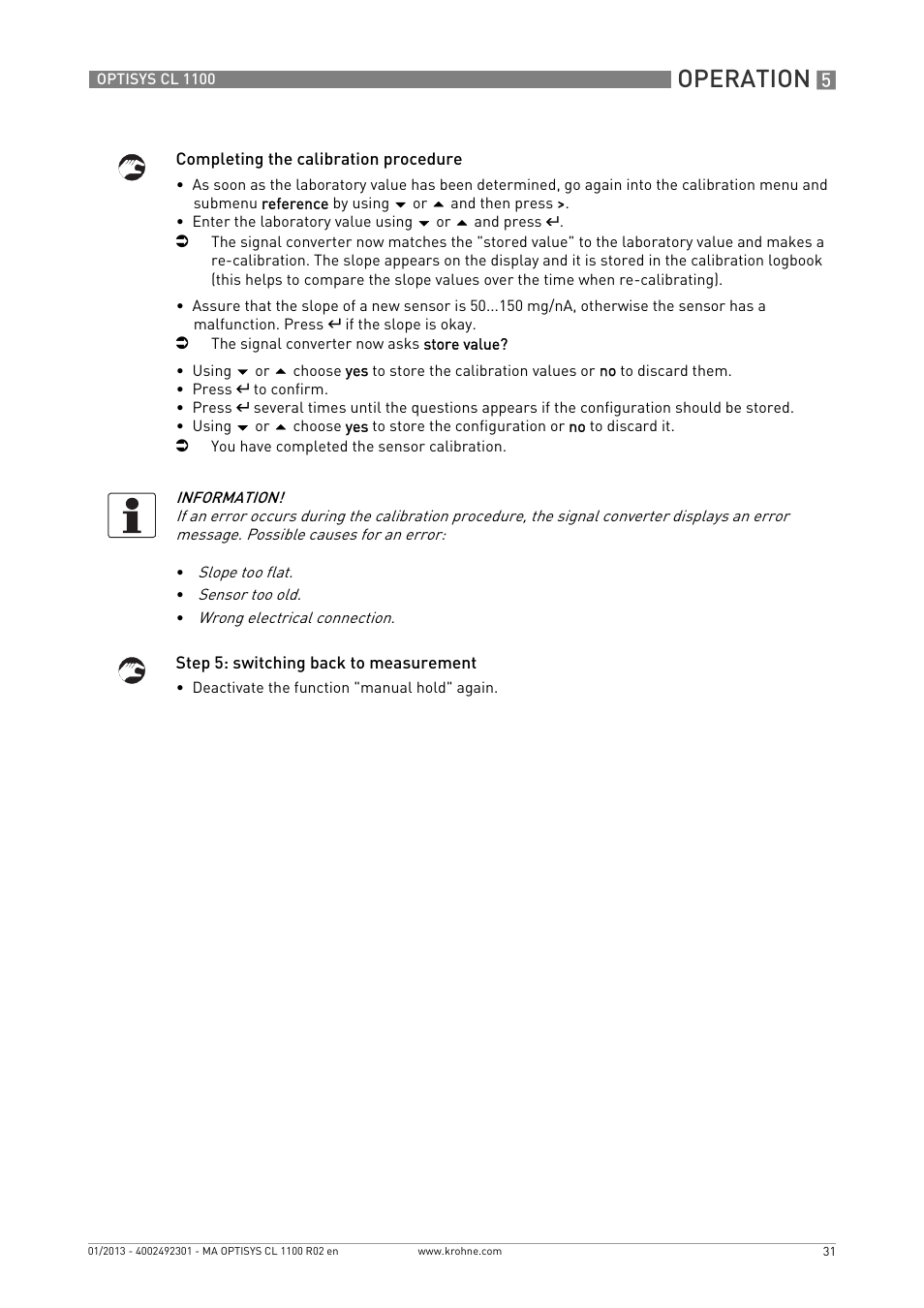 Operation | KROHNE OPTISYS CL 1100 EN User Manual | Page 31 / 44