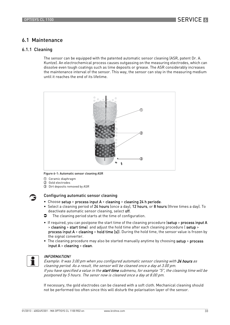 1 maintenance, 1 cleaning, Service | KROHNE OPTISYS CL 1100 EN User Manual | Page 33 / 44