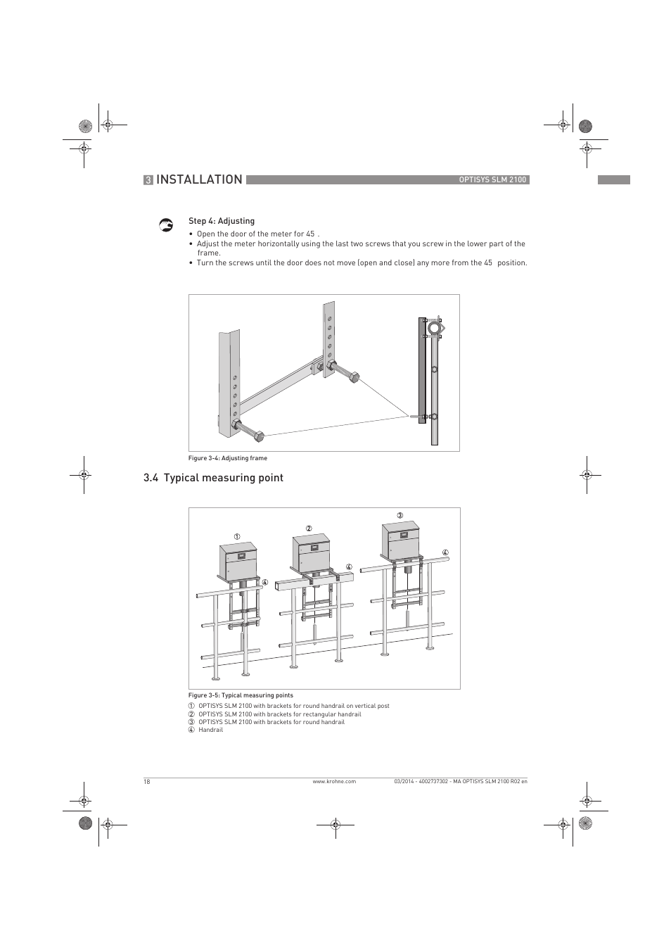 Installation, 4 typical measuring point | KROHNE OPTISYS SLM 2100 EN User Manual | Page 18 / 76